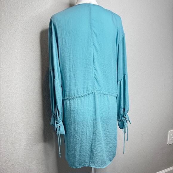 H&M Womens Sz 6 Plunge Neck Tie w/Drawstring Waist Beach Dress - Picture 2 of 13